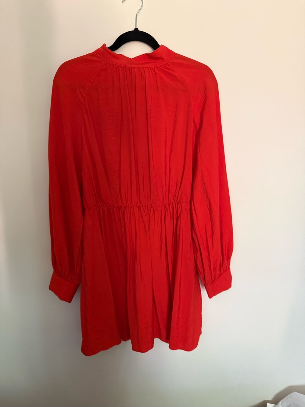 SAMSOE Red Long-Sleeve Gathered-Waist dress Samsoe